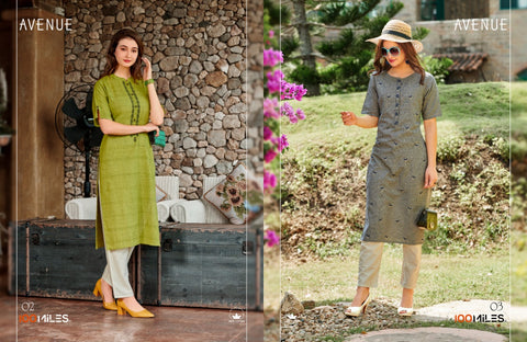 100 Miles Presents Avenue Fancy Designer Kurtis Collection