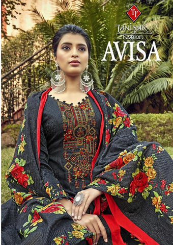 TANISHK FASHION PRESENTS AVISA JAM SILK EMBROIDERED DRESS MATERIAL
