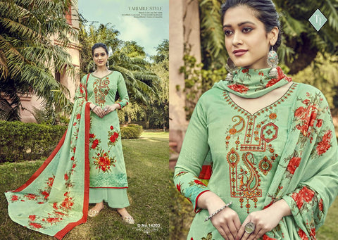 TANISHK FASHION PRESENTS AVISA JAM SILK EMBROIDERED DRESS MATERIAL