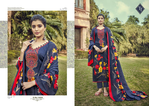 TANISHK FASHION PRESENTS AVISA JAM SILK EMBROIDERED DRESS MATERIAL