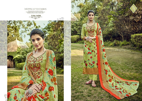 TANISHK FASHION PRESENTS AVISA JAM SILK EMBROIDERED DRESS MATERIAL