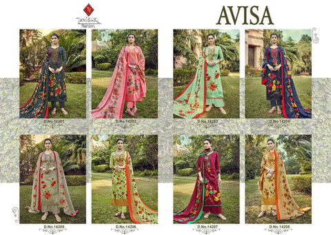 TANISHK FASHION PRESENTS AVISA JAM SILK EMBROIDERED DRESS MATERIAL