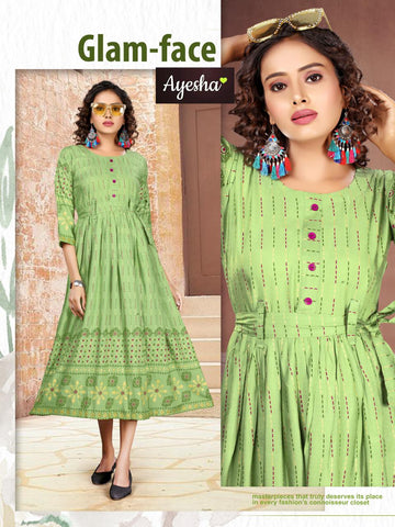 Ayesha Presents Natasha Rayon Slub Printed Stylish Designer Kurtis Collection