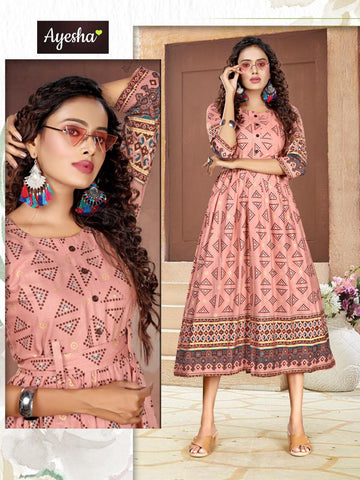 Ayesha Presents Natasha Rayon Slub Printed Stylish Designer Kurtis Collection