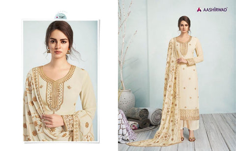Aashirwad Presents Mehreen Real Georgette Heavy Work Fancy Designer Salwar Suits