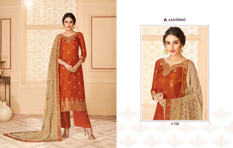 Aashirwad Creation Launched Florence Dola Jaccquard Fancy Designer Salwar Suits