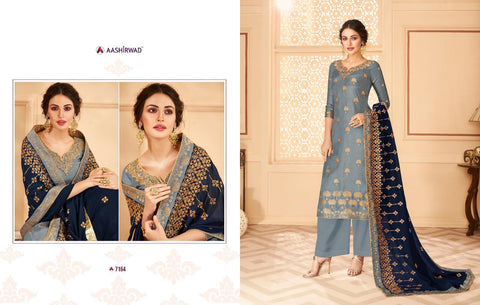 Aashirwad Creation Launched Florence Dola Jaccquard Fancy Designer Salwar Suits