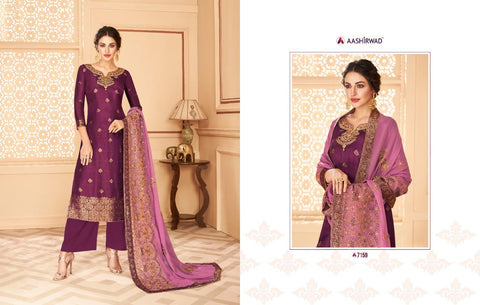 Aashirwad Creation Launched Florence Dola Jaccquard Fancy Designer Salwar Suits
