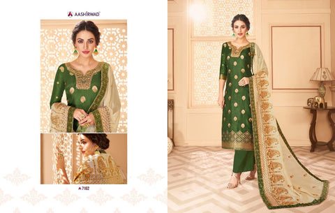 Aashirwad Creation Launched Florence Dola Jaccquard Fancy Designer Salwar Suits