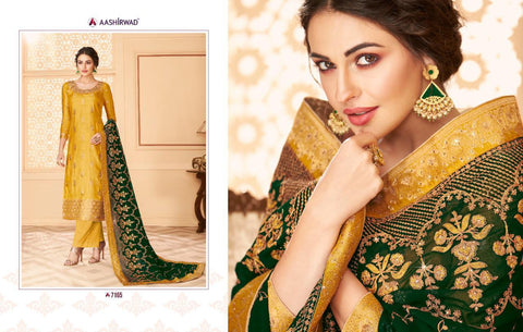 Aashirwad Creation Launched Florence Dola Jaccquard Fancy Designer Salwar Suits