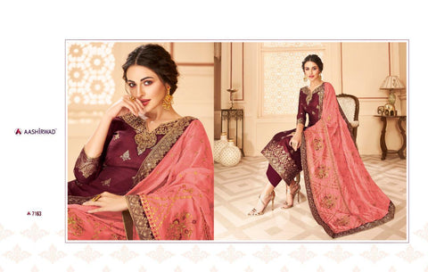 Aashirwad Creation Launched Florence Dola Jaccquard Fancy Designer Salwar Suits