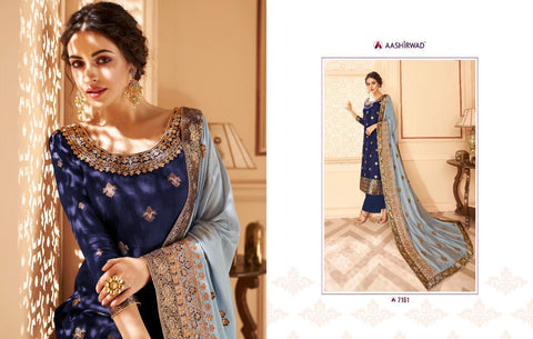 Aashirwad Creation Launched Florence Dola Jaccquard Fancy Designer Salwar Suits
