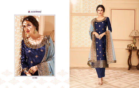 Aashirwad Creation Launched Florence Dola Jaccquard Fancy Designer Salwar Suits