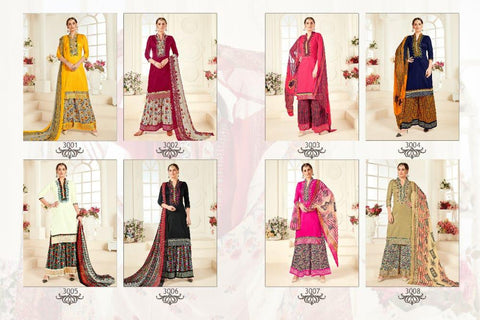 Ravi Creation Presents Afzza Vol 3 Jam Satin Embroidery Work Fancy Designer Salwar Suits