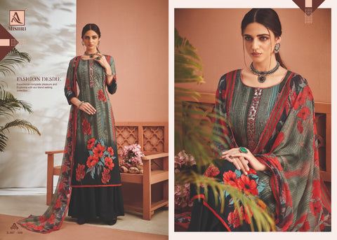 Alok Suits Mishri Viscous Digital Embroidery Rayon Printed Dress Material