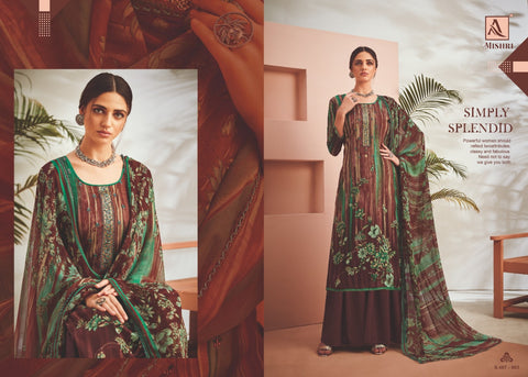 Alok Suits Mishri Viscous Digital Embroidery Rayon Printed Dress Material