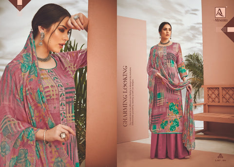 Alok Suits Mishri Viscous Digital Embroidery Rayon Printed Dress Material