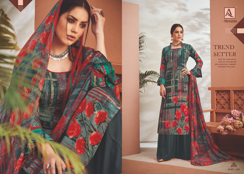 Alok Suits Mishri Viscous Digital Embroidery Rayon Printed Dress Material