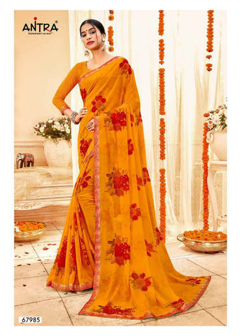 Antra Anokhi Gram Chiffon Printed Saree Casual Wear Collection