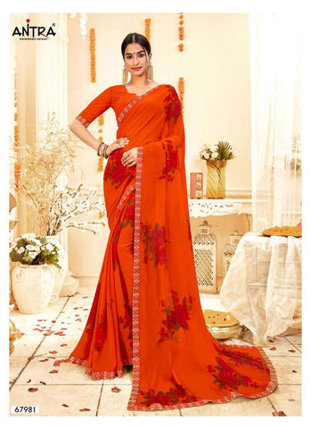 Antra Anokhi Gram Chiffon Printed Saree Casual Wear Collection