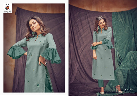 Anyuka Kurti Presents Panchang Linen Viscose Stylish Designer Kurtis Collection
