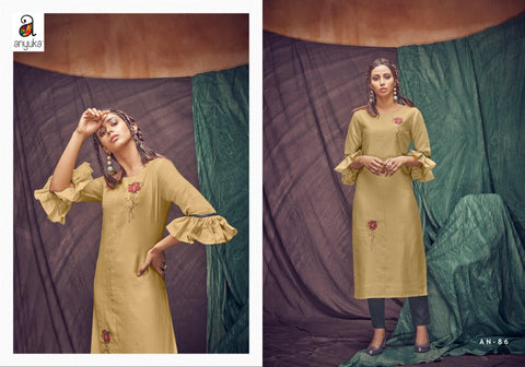 Anyuka Kurti Presents Panchang Linen Viscose Stylish Designer Kurtis Collection
