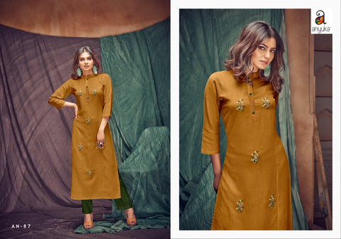 Anyuka Kurti Presents Panchang Linen Viscose Stylish Designer Kurtis Collection