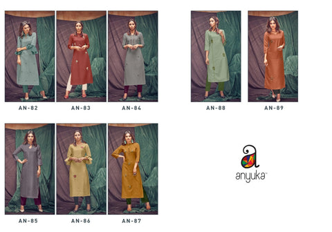 Anyuka Kurti Presents Panchang Linen Viscose Stylish Designer Kurtis Collection
