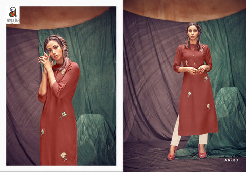 Anyuka Kurti Presents Panchang Linen Viscose Stylish Designer Kurtis Collection