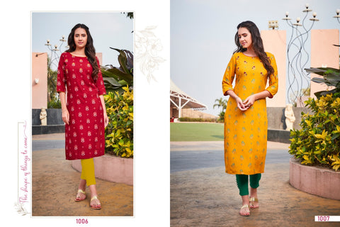 R Studio Banaavi Presents Aisha Vol 1 Rayon Fancy Designer Kurtis Collection