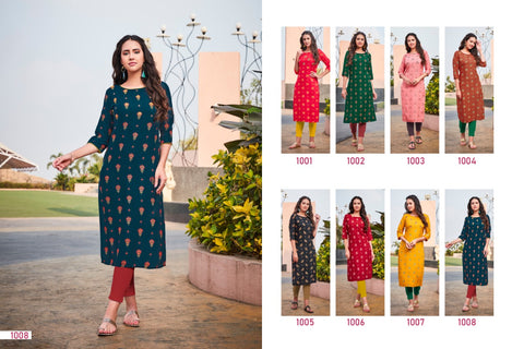 R Studio Banaavi Presents Aisha Vol 1 Rayon Fancy Designer Kurtis Collection