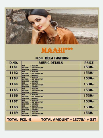 Bela Maahi Fabric Mulsin Fancy Designer Salwar Suit