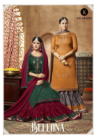 KALARANG BELLONA VOL.11 JAM SILK WEDDING WEAR LEHENGA WITH LONG KURTI AND DUPATTA