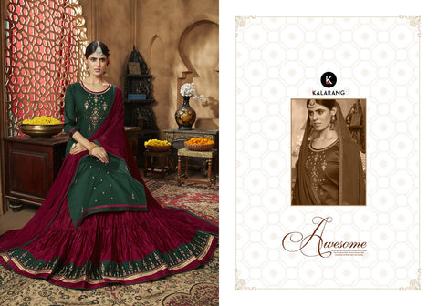 KALARANG BELLONA VOL.11 JAM SILK WEDDING WEAR LEHENGA WITH LONG KURTI AND DUPATTA