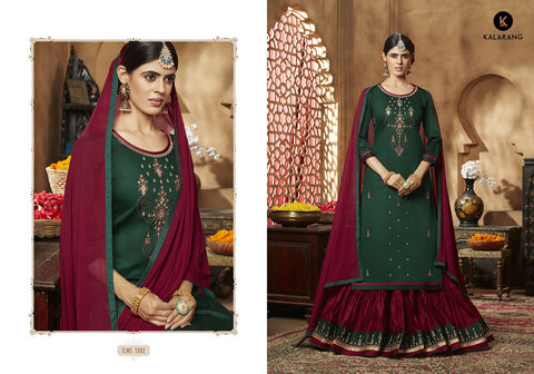 KALARANG BELLONA VOL.11 JAM SILK WEDDING WEAR LEHENGA WITH LONG KURTI AND DUPATTA