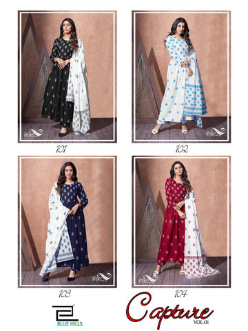Blue Hills Presents Capture Vol 1 Heavy Rayon Stylish Designer Kurtis Collection