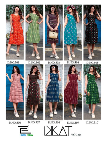 Blue Hills Presents Ikkat Vol 5 Rayon Casual Wear Kurtis Collection