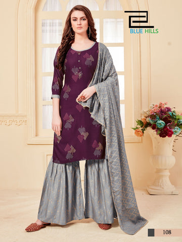 Blue Hills Launched Zoya Rayon Embroidery Work Fancy Designer Kurtis Collection