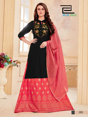 Blue Hills Launched Zoya Rayon Embroidery Work Fancy Designer Kurtis Collection