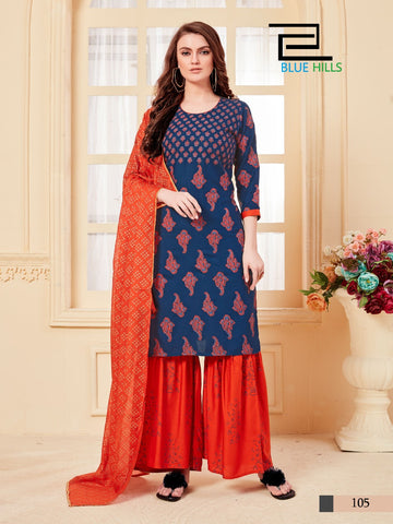 Blue Hills Launched Zoya Rayon Embroidery Work Fancy Designer Kurtis Collection