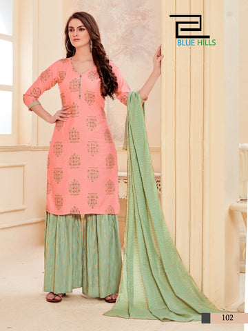 Blue Hills Launched Zoya Rayon Embroidery Work Fancy Designer Kurtis Collection