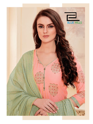 Blue Hills Launched Zoya Rayon Embroidery Work Fancy Designer Kurtis Collection