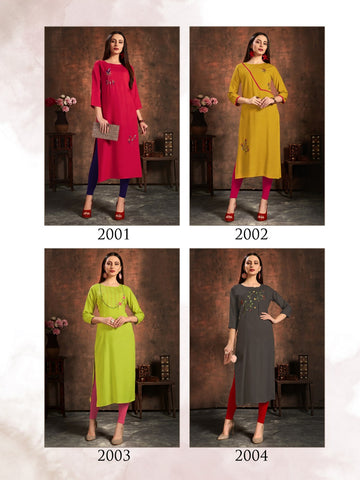 Banwery Fashion Launched Handwork Rayon Fancy Designer Kurtis Collection
