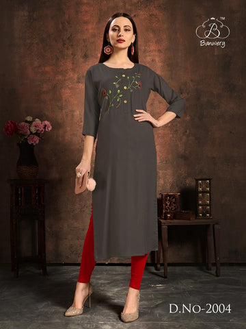 Banwery Fashion Launched Handwork Rayon Fancy Designer Kurtis Collection