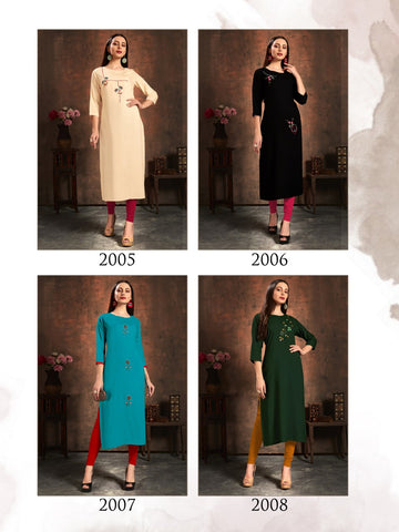 Banwery Fashion Launched Handwork Rayon Fancy Designer Kurtis Collection