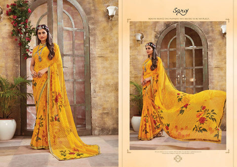 Saroj Textiles Presents Blue Berry Georgette Printed Fancy Designer Sarees