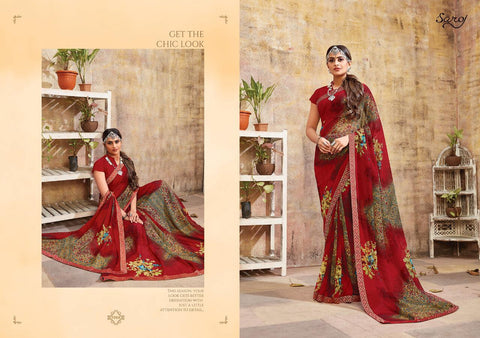 Saroj Textiles Presents Blue Berry Georgette Printed Fancy Designer Sarees