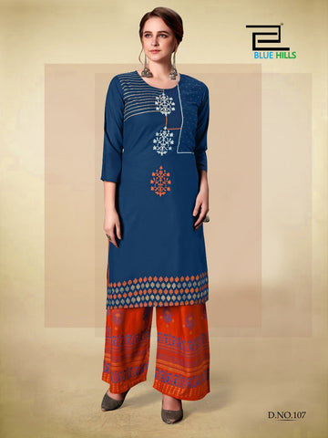 Blue Hills Launched Dreams Vol 8 Rayon Printed Fancy Designer Kurtis With Plazzo