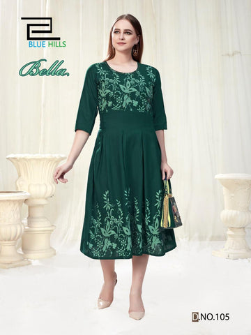 Blue Hills Presents Bella Vol 1 Rayon Fancy Designer Kurtis Collection