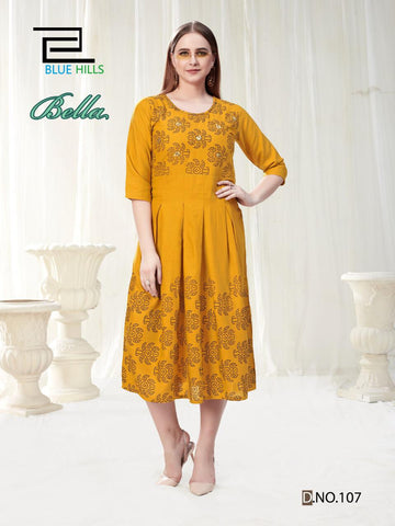 Blue Hills Presents Bella Vol 1 Rayon Fancy Designer Kurtis Collection